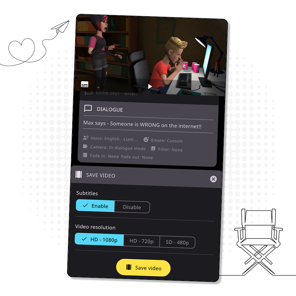 Screenshot from Plotagon Studio mobile app.